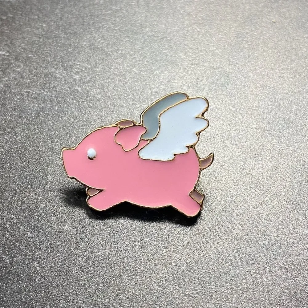 Flying Piggie Enamel Pin/ Brooch